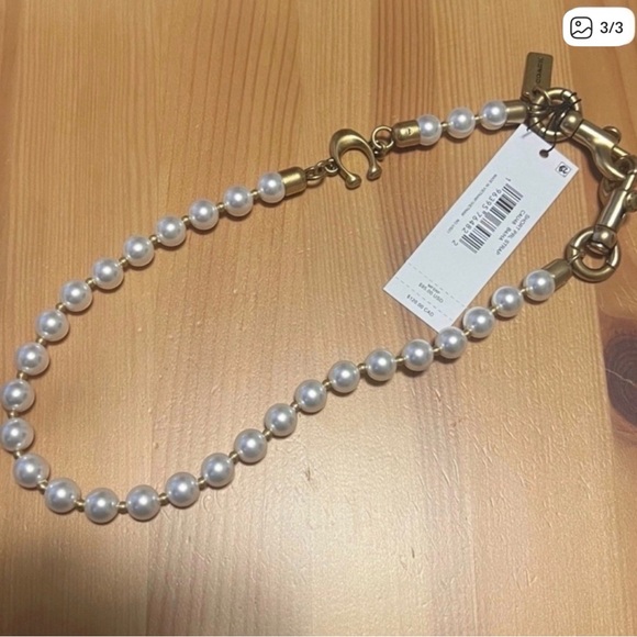 Coach Gold and White Pearl bag Strap with tag - Picture 3 of 3